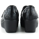 Taylor Siyah Yılan Hakiki Deri Dolgu Topuklu Günlük Ayakkabı