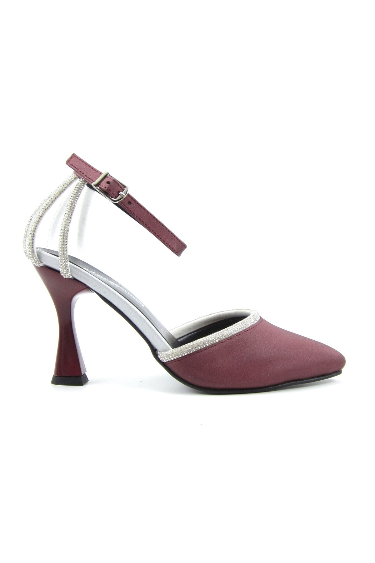 Martina Bordo Saten Taşlı Abiye Ayakkabı