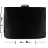 (ES0016AC) Siyah Saten Taşlı Gümüş Metal Saplı Zincir Askılı Abiye Çanta