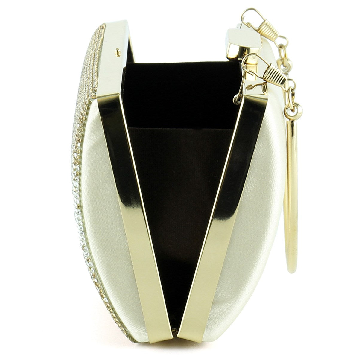 Altın Saten Degrade Kristal Taşlı Metal Saplı Abiye El Çantası ( ES0014AC )