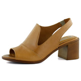 Emilia Taba Hakiki Dana Derisi Arkası Açık Lastik Bantlı Kalın Topuklu Rahat Günlük Sandalet