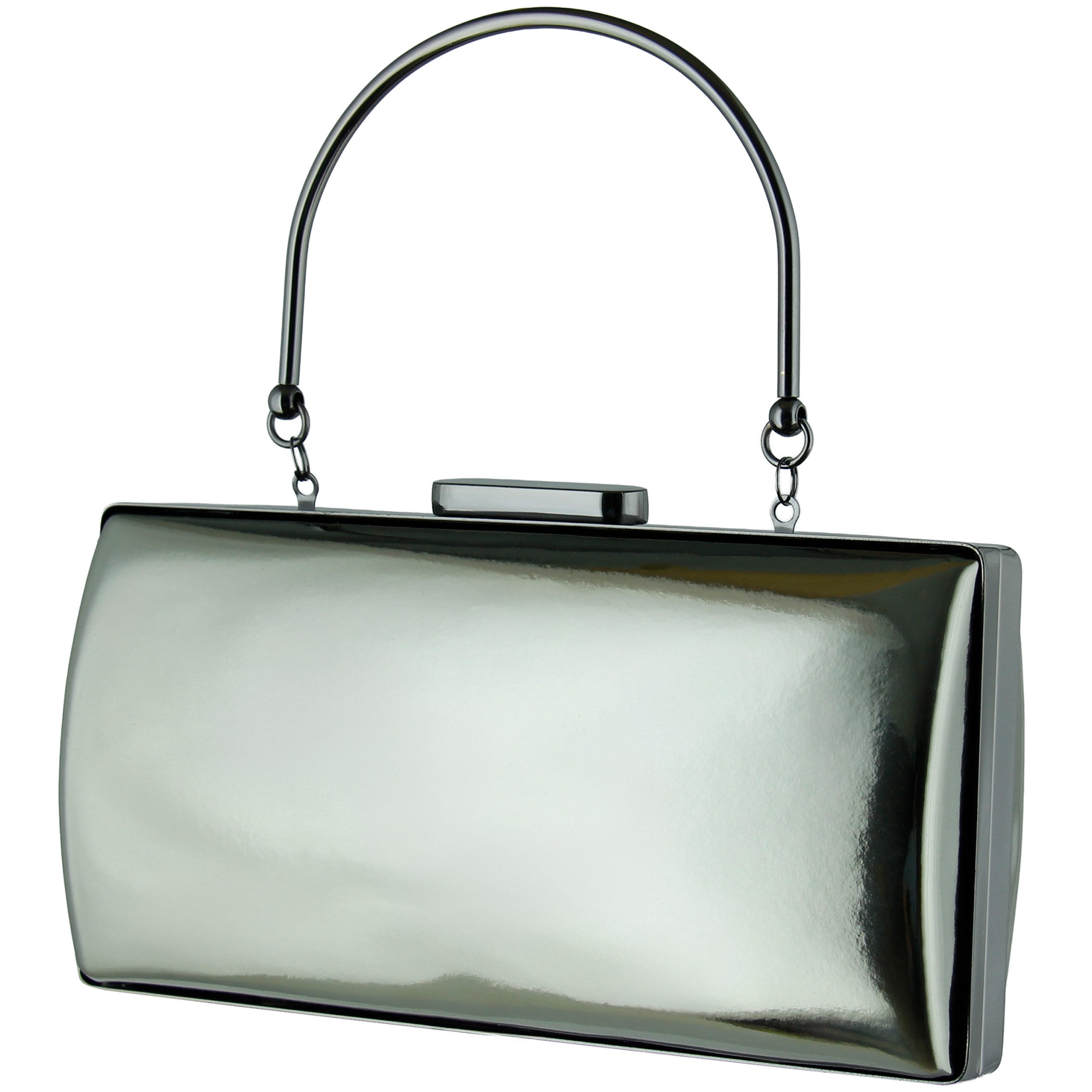 (ES0024AC) Platin Ayna Metal Saplı Zincirli Abiye El Çantası