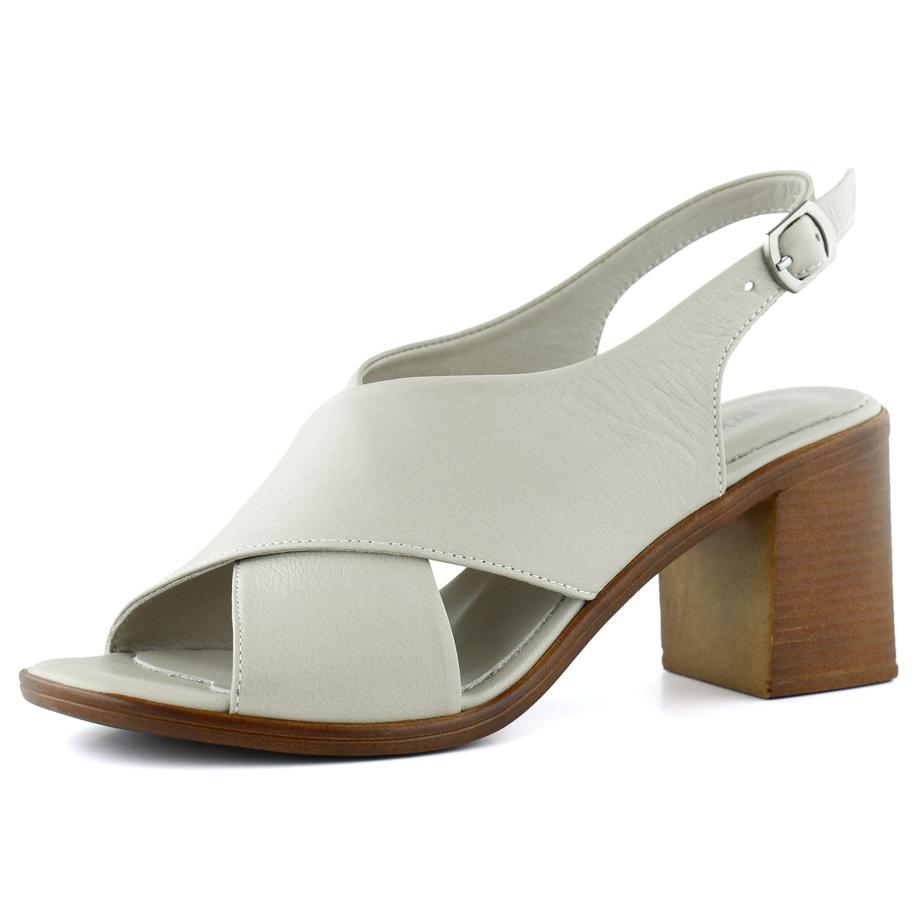 Soleil Vizon Hakiki Dana Derisi Çapraz Bantlı Kalın Topuklu Rahat Günlük Sandalet