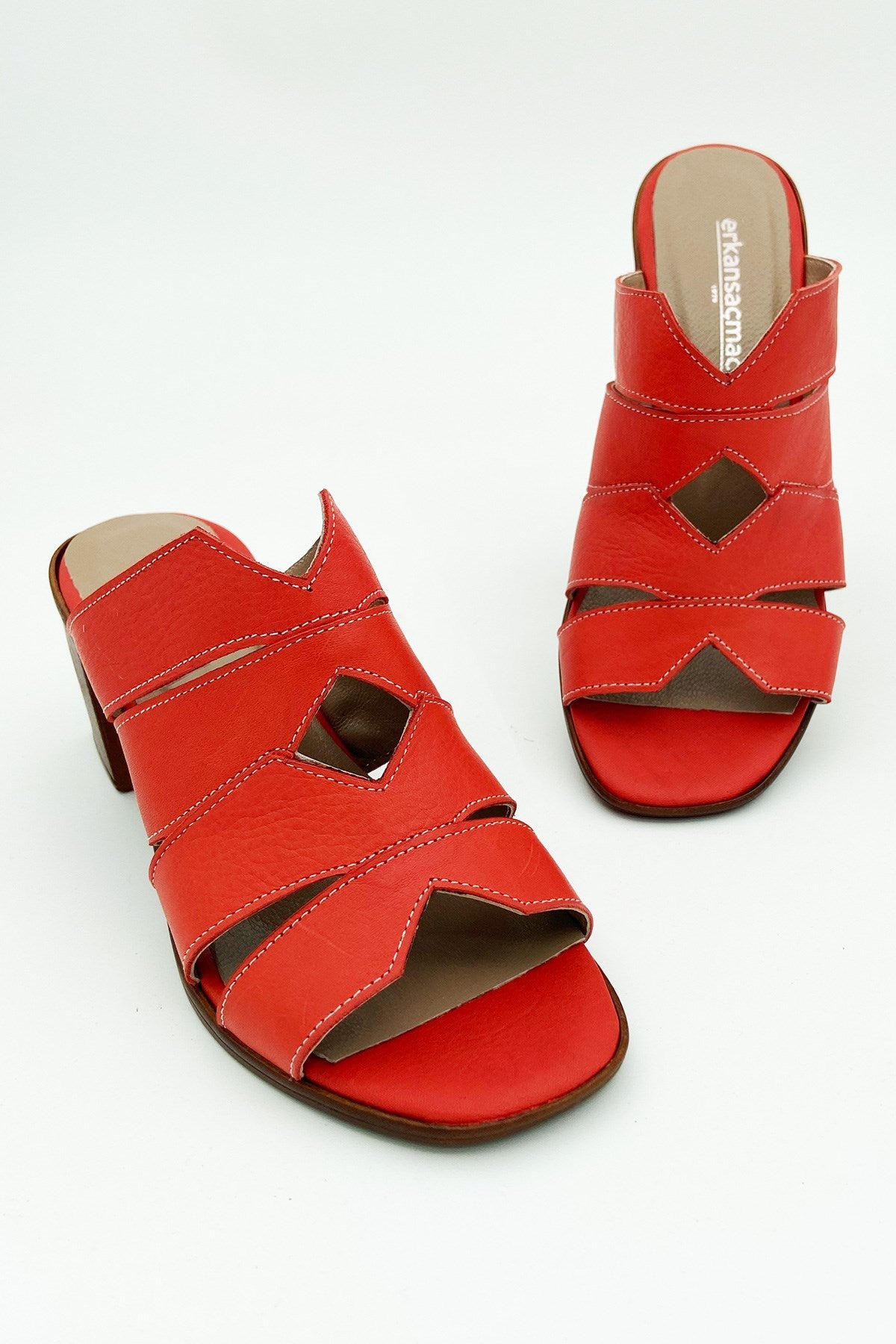 Bianca Kırmızı Hakiki Deri Terlik