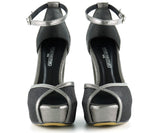 Carmen Platin Fileli Önü Açık Bilekten Bağlamalı Platform Topuklu Ayakkabı