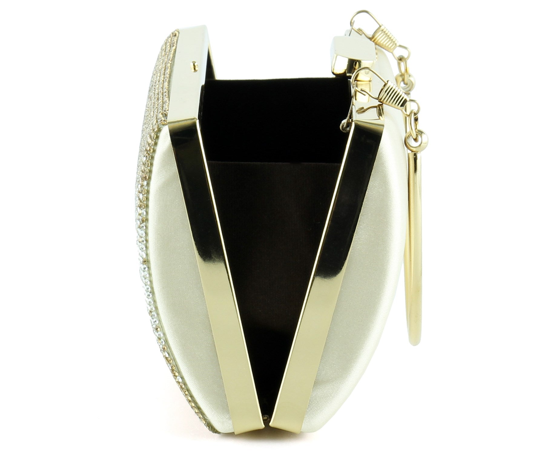 Altın Saten Degrade Kristal Taşlı Metal Saplı Abiye El Çantası ( ES0014AC )