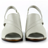 Saules Vizon Hakiki Deri Kesik Detaylı Lastik Bantlı Topuklu Sandalet