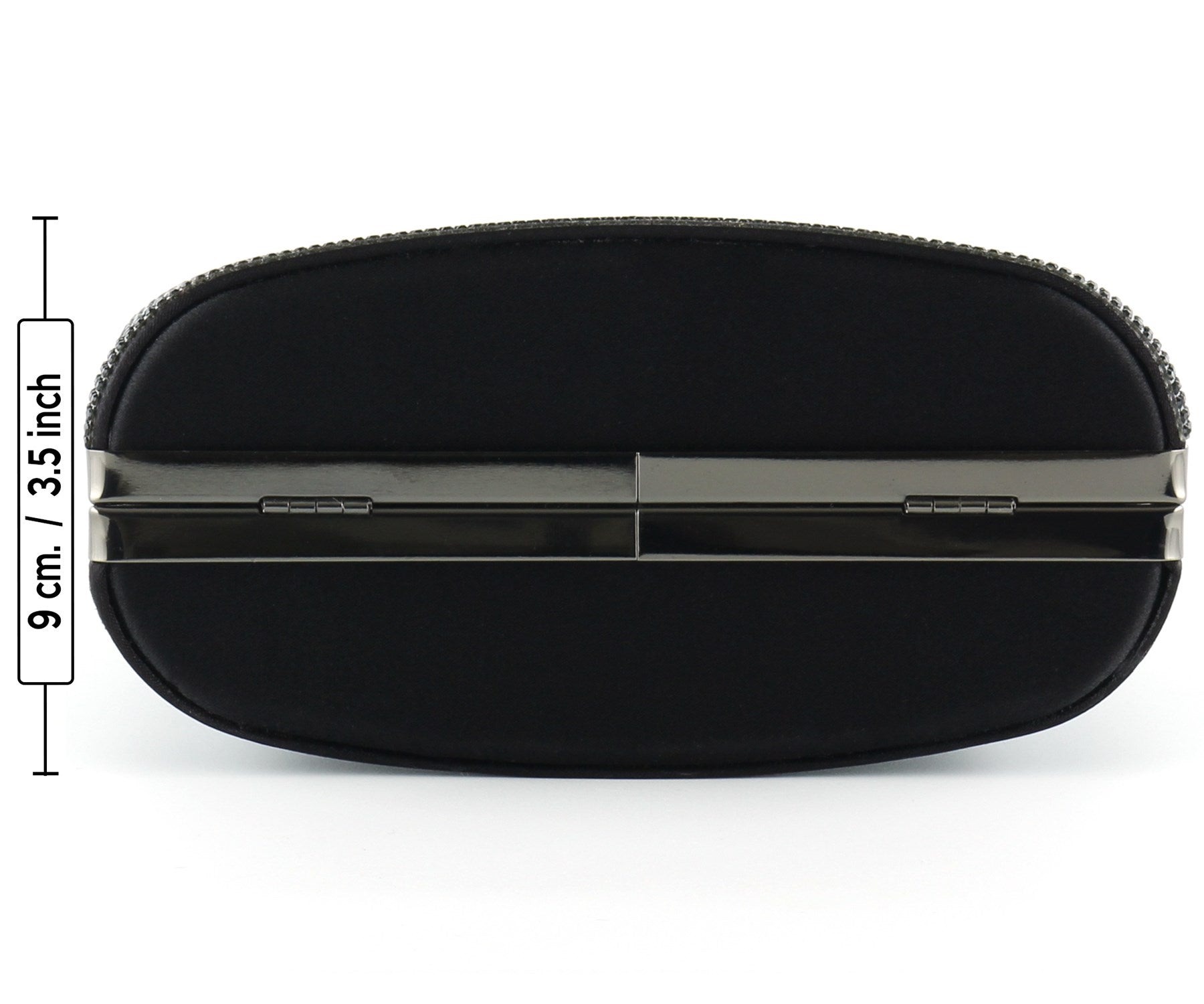 Siyah Saten Kristal Taşlı Metal Saplı Zincir Askılı Abiye Çanta ( ES0011AC )