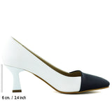 Laura Lacivert Beyaz Renk Bloklu Sivri Burunlu Klasik İnce Topuklu Ayakkabı