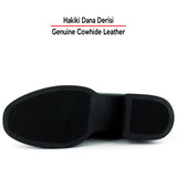 [MAX 523] Siyah Hakiki Dana Derisi Tokalı Fermuarlı Yuvarlak Burun Kalın Topuklu Günlük Bot