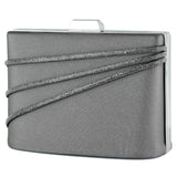 (ES0016AC) Antrasit Saten Taşlı Gümüş Metal Saplı Zincir Askılı Abiye Çanta