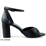 Charlotte Siyah Çapraz Bantlı Kalın Topuklu Zarif Abiye Ayakkabı