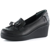 Emma Siyah Hakiki Deri Dolgu Topuklu Günlük Ayakkabı