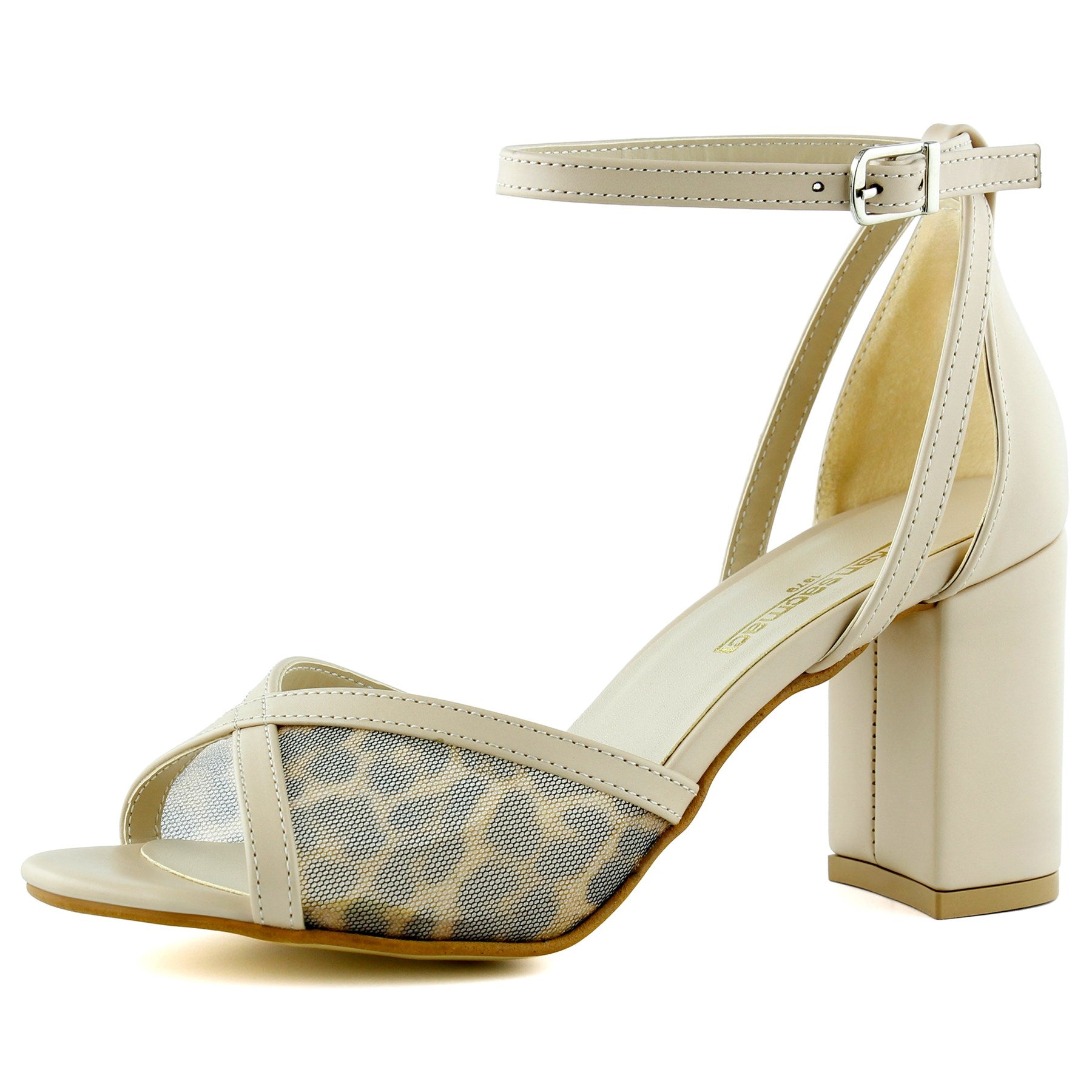 Charlotte Ten Leopar Çapraz Bantlı Fileli Kalın Topuklu Zarif Abiye Ayakkabı