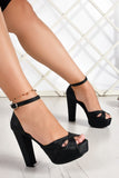 Lori Siyah Saten Platformlu Abiye Ayakkabı 