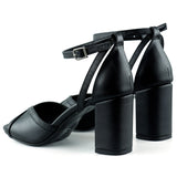 Charlotte Siyah Çapraz Bantlı Kalın Topuklu Zarif Abiye Ayakkabı