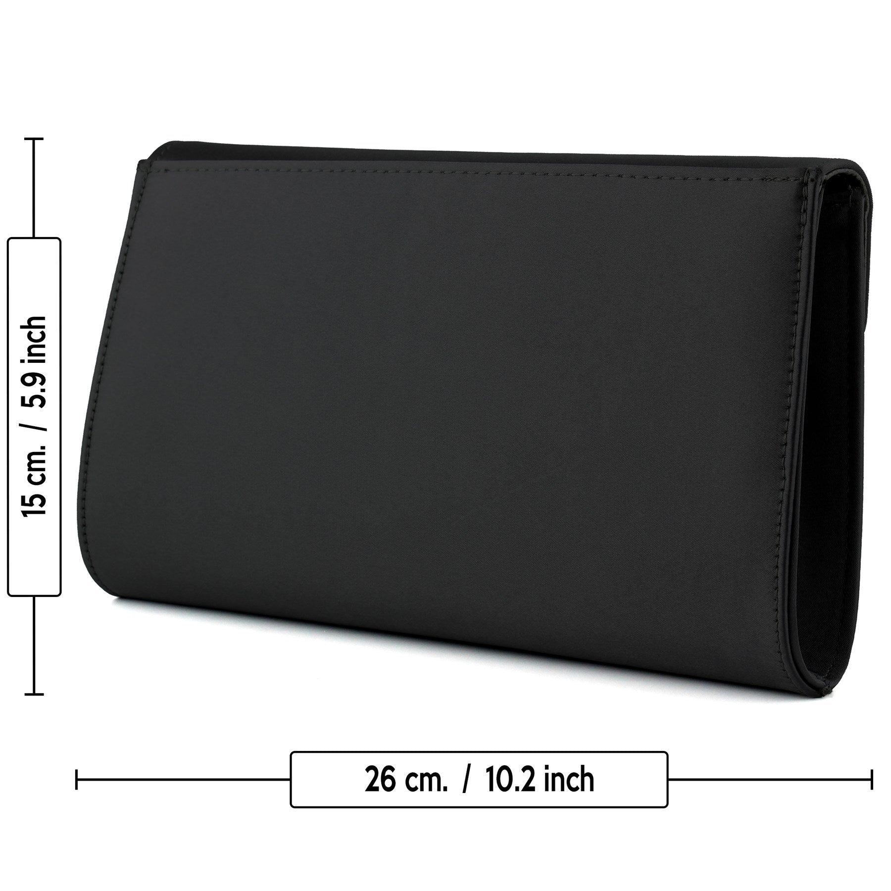 (ES0017AC) Siyah Saten Zincir Askılı Oval Manyetik Kapaklı İç Cepli Zarif Abiye El Çantası