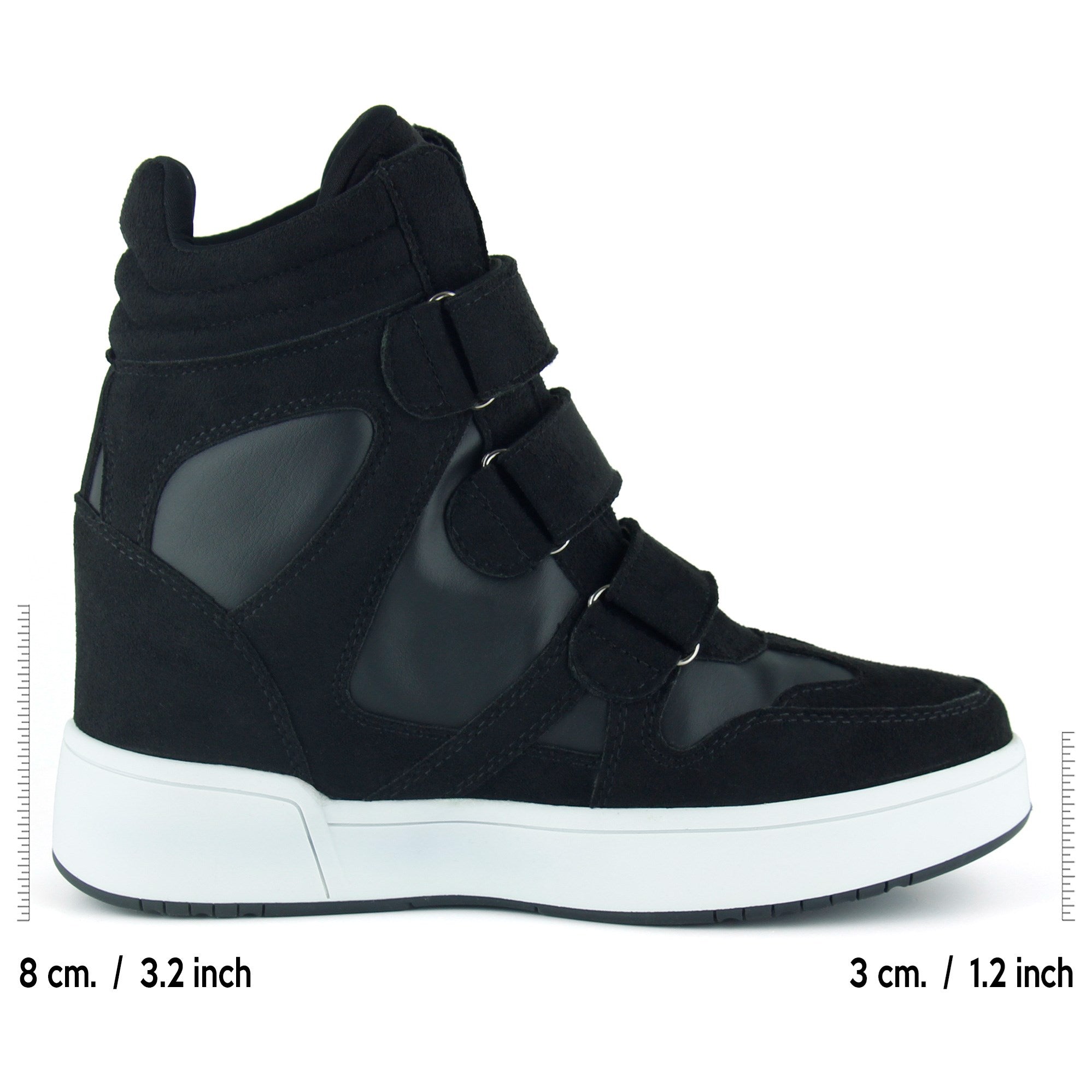 Talvi Siyah Beyaz Süet Yuvarlak Burun Cırt Cırtlı Gizli Dolgu Topuklu Günlük Bot