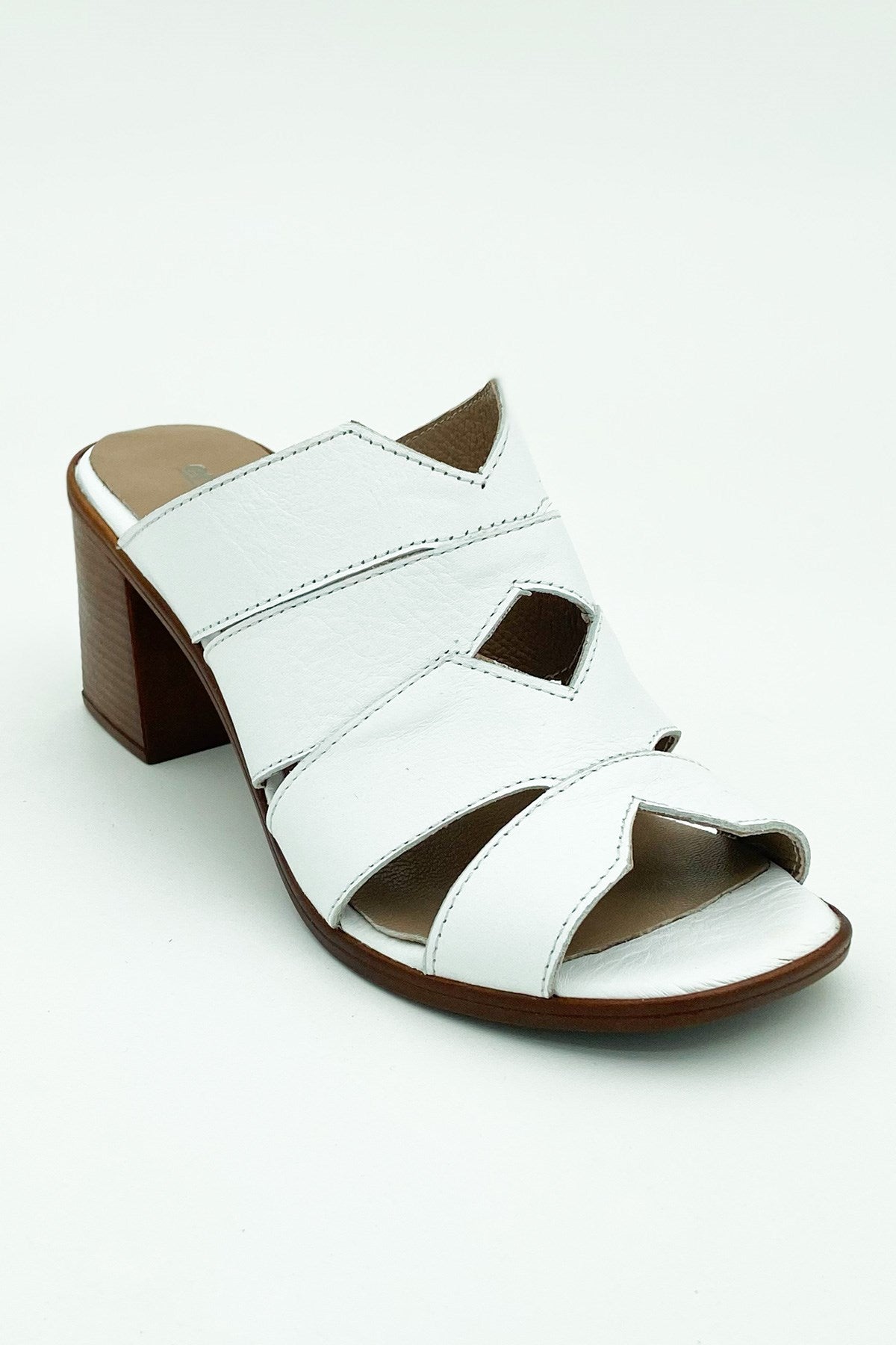 Bianca Beyaz Hakiki Deri Terlik