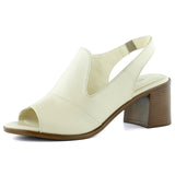 Emilia Bej Hakiki Dana Derisi Arkası Açık Lastik Bantlı Kalın Topuklu Rahat Günlük Sandalet