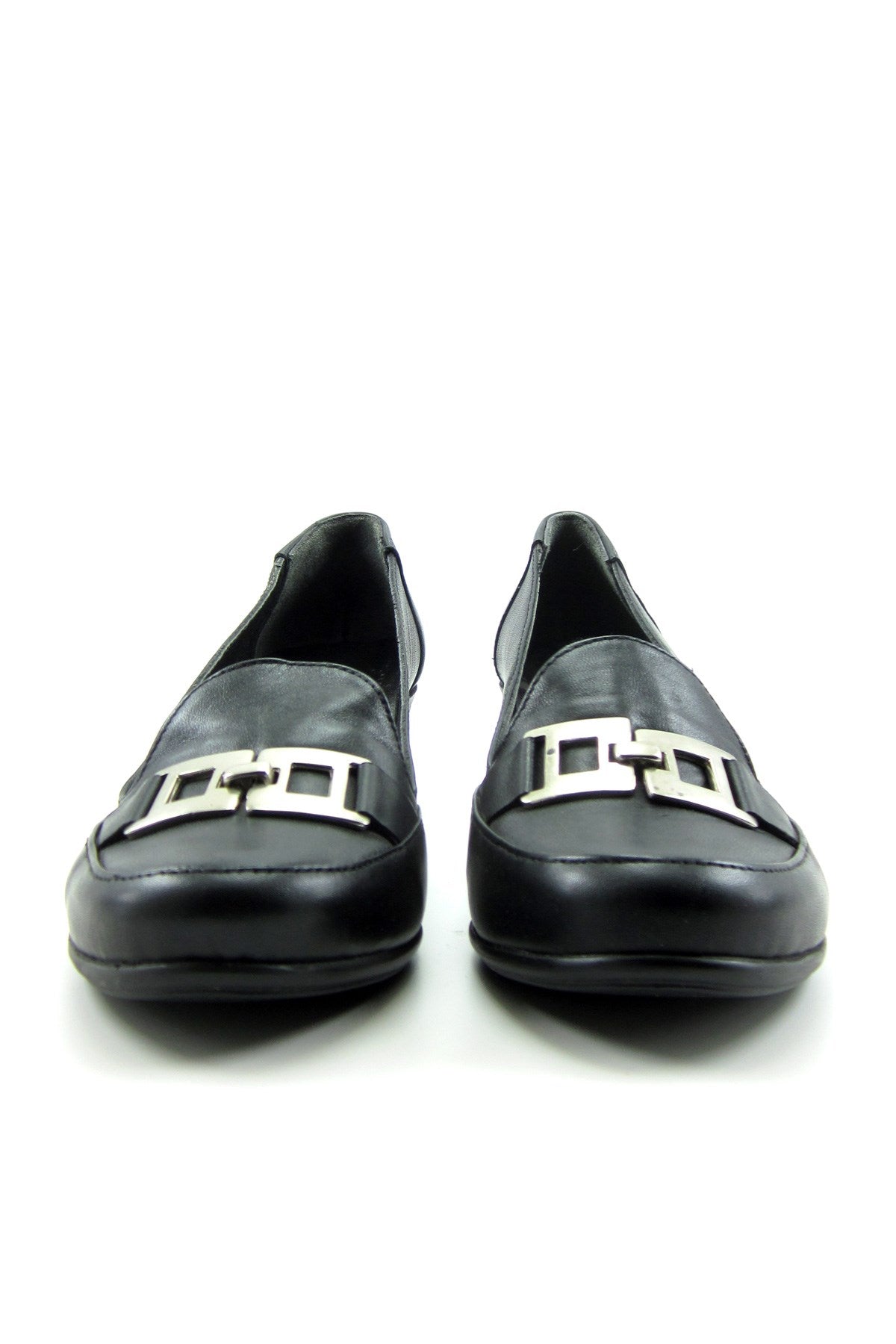 Emery Siyah Hakiki Deri Topuklu Loafer Ayakkabı