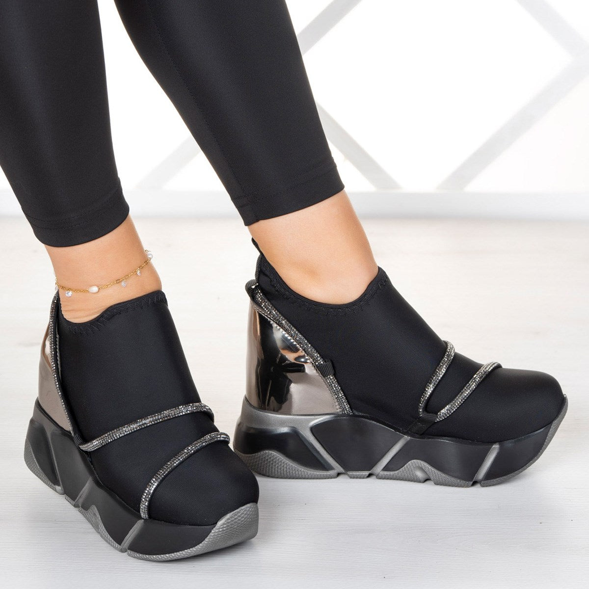 Barbara Platin Streç Gizli Dolgu Günlük Ayakkabı