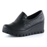 Gloria Siyah Hakiki Deri Dolgu Topuklu Günlük Ayakkabı