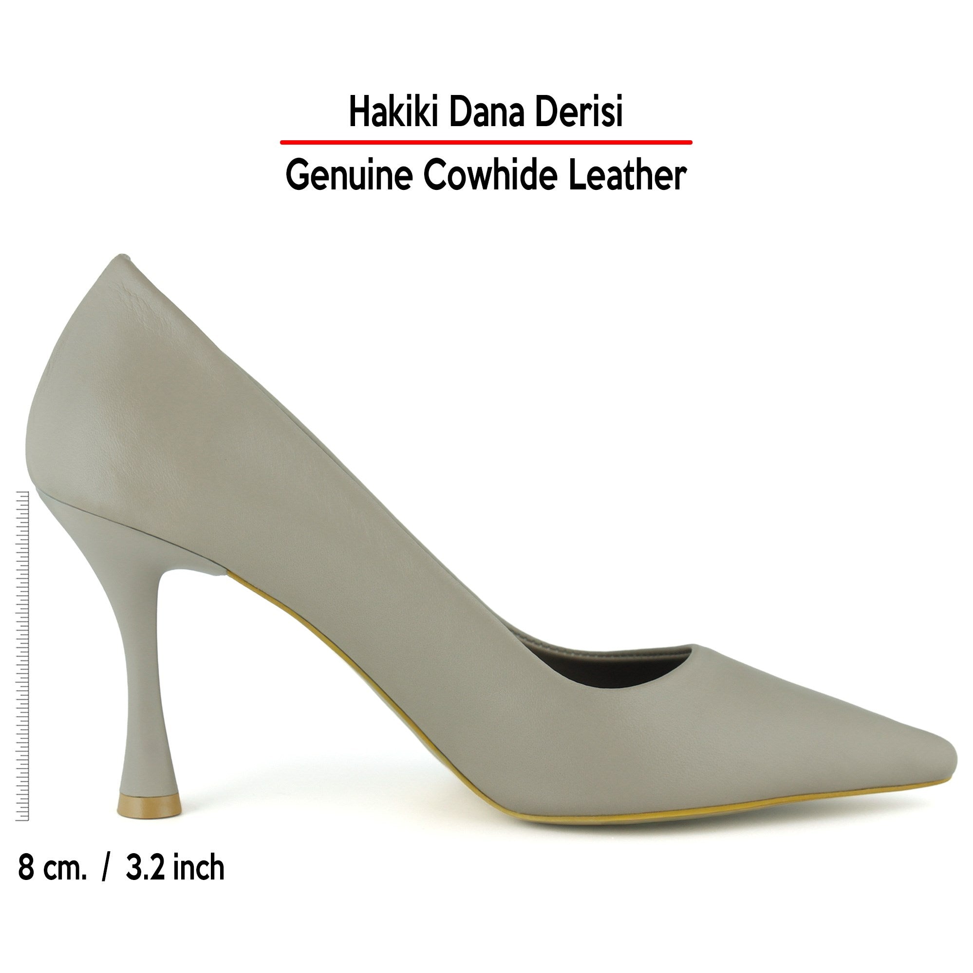 Suzanna Vizon Hakiki Dana Derisi Sivri Burun Klasik İnce Topuklu Ayakkabı