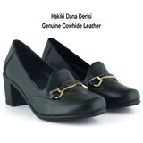 Harriet Siyah Hakiki Dana Derisi Tokalı Yuvarlak Burun Kalın Topuklu Loafer Ayakkabı