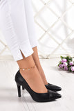 Veronica Siyah Vegan Jatqılı Stiletto 9 cm.