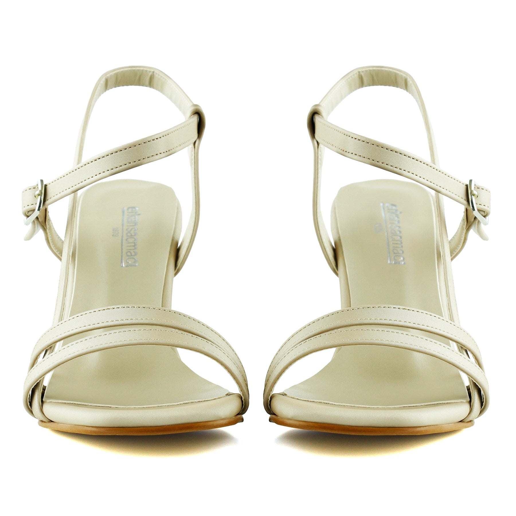 Roseline Ten Saten Önü Arkası Açık Bantlı Tokalı Kadeh Topuklu Abiye Ayakkabı