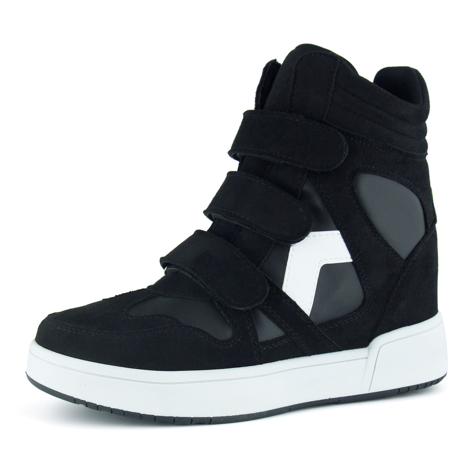 Talvi Siyah Beyaz Süet Yuvarlak Burun Cırt Cırtlı Gizli Dolgu Topuklu Günlük Bot