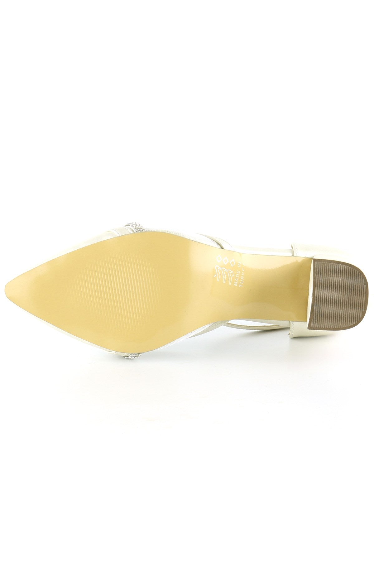 Molly Sedef Taşlı Fileli Kalın Topuklu Ayakkabı