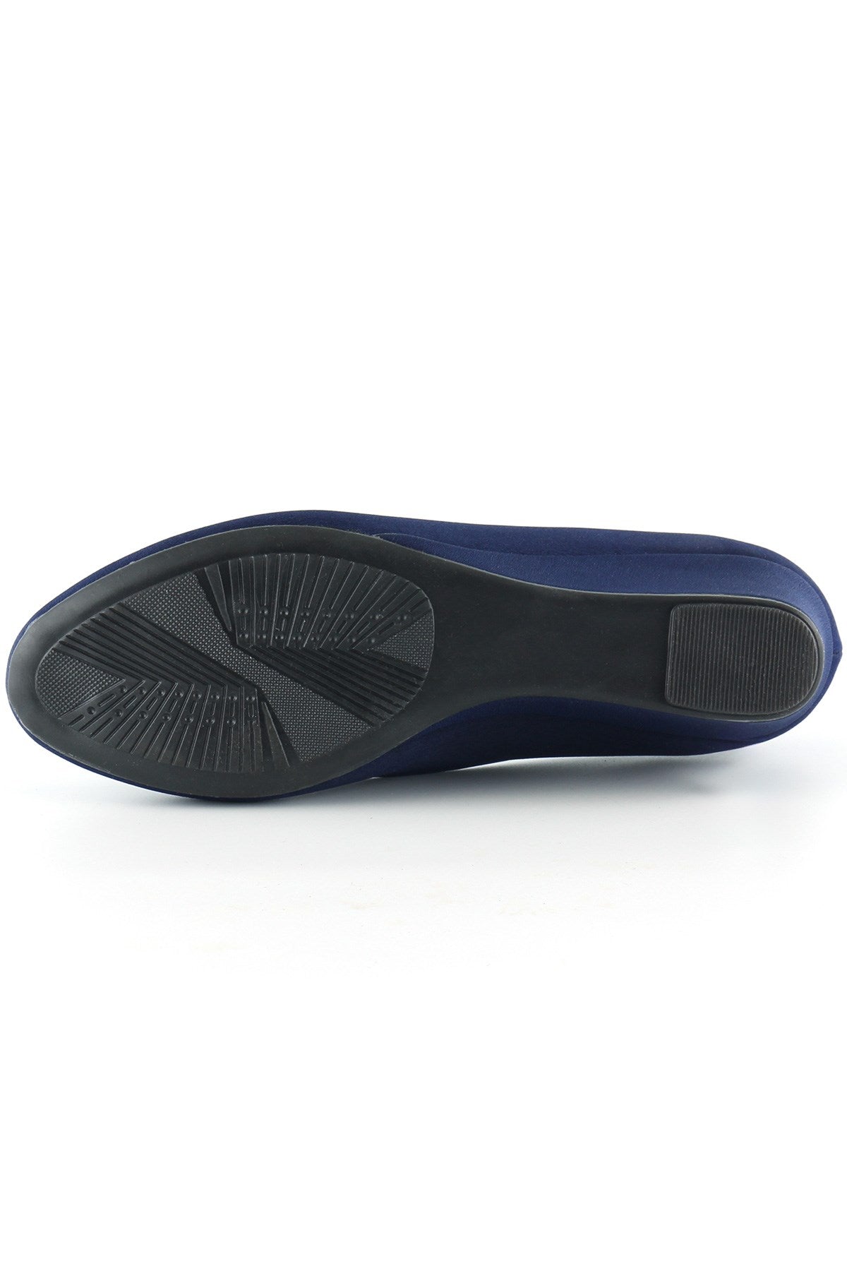 Maya Lacivert Krep Dolgu Topuklu Ayakkabı