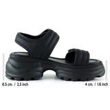 [7030] Siyah Kristal Taşlı Çift Cırt Cırt Bantlı Platform Sandalet