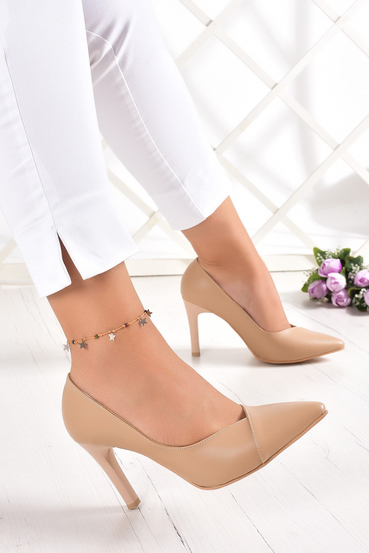 Veronica Ten Vegan Sivri Burun İnce Topuklu Stiletto Ayakkabı