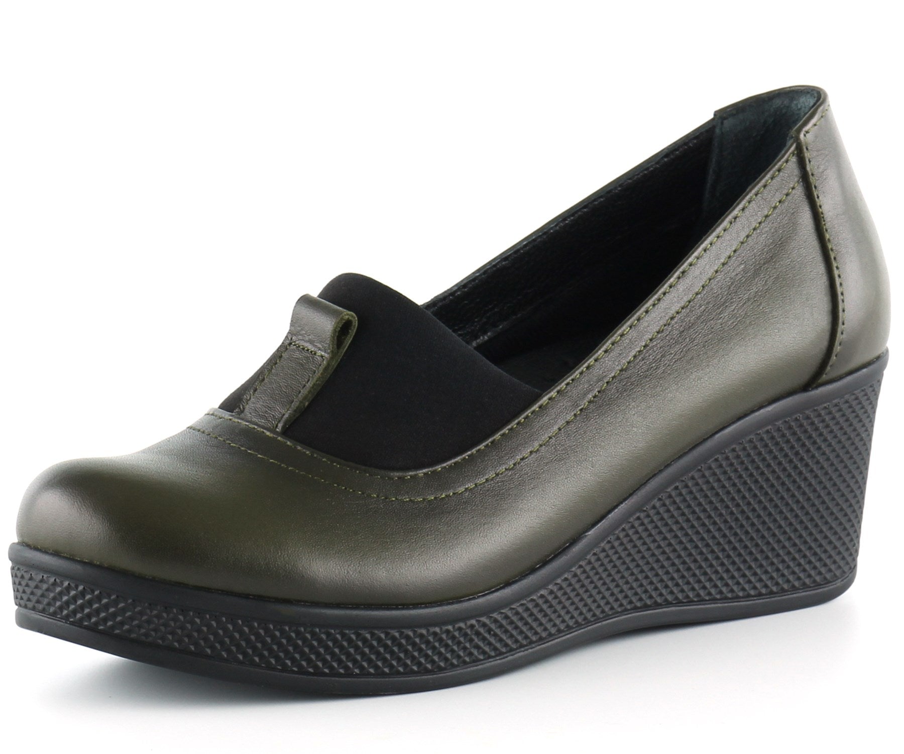 Daisy Haki Hakiki Deri Dolgu Topuklu Günlük Ayakkabı