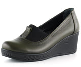 Daisy Haki Hakiki Deri Dolgu Topuklu Günlük Ayakkabı