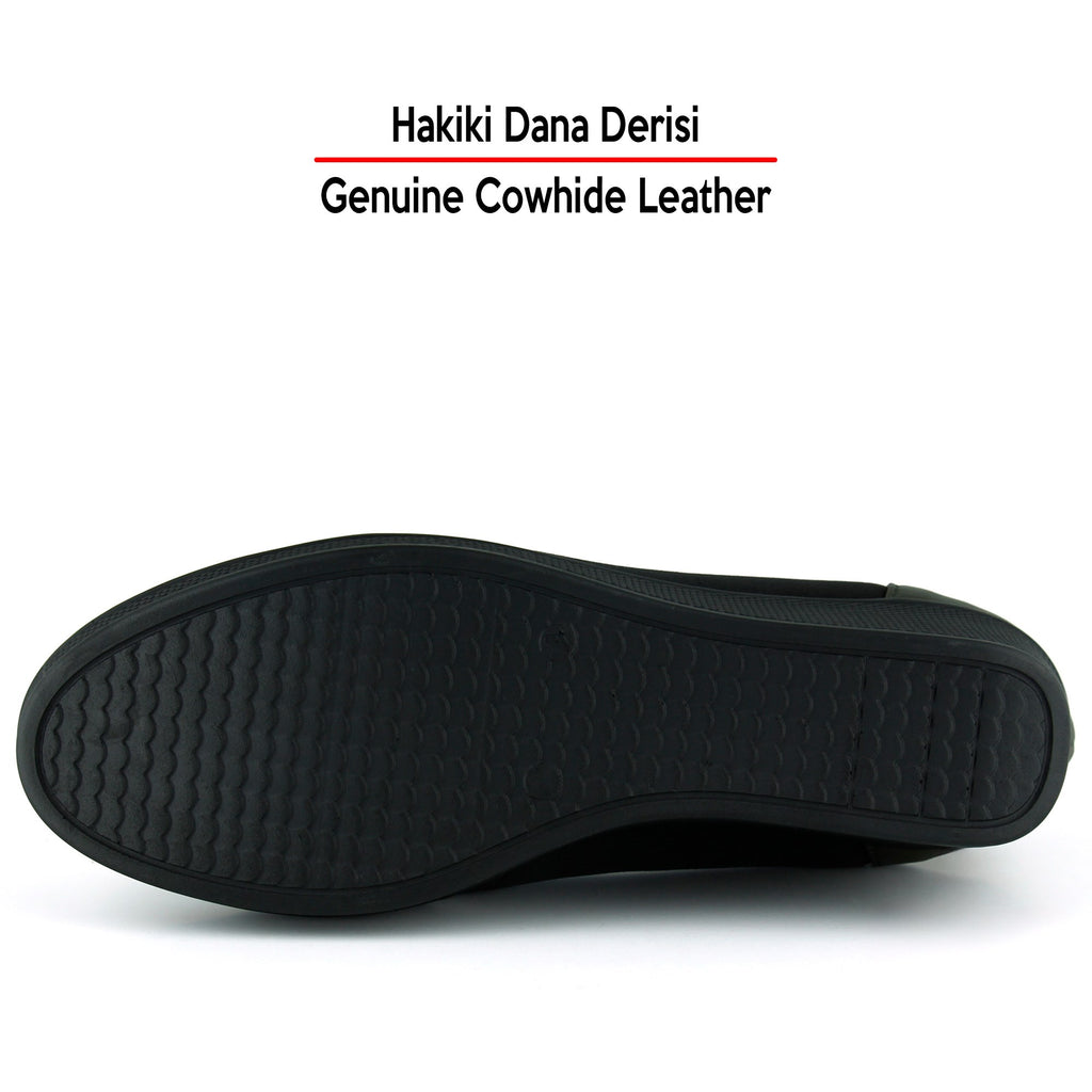 Blake Haki Hakiki Dana Derisi Streç Tokalı Dolgu Topuklu Günlük Ayakkabı