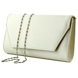 (ES0017AC) Ten Saten Zincir Askılı Manyetik Kapaklı İç Cepli Zarif Abiye El Çantası