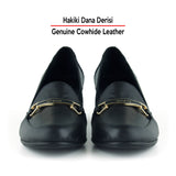 Harriet Siyah Hakiki Dana Derisi Tokalı Yuvarlak Burun Kalın Topuklu Loafer Ayakkabı