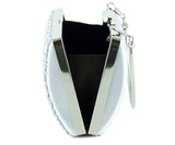 Gümüş Saten Kristal Granül Taşlı Metal Saplı Abiye El Çantası ( ES0013AC )