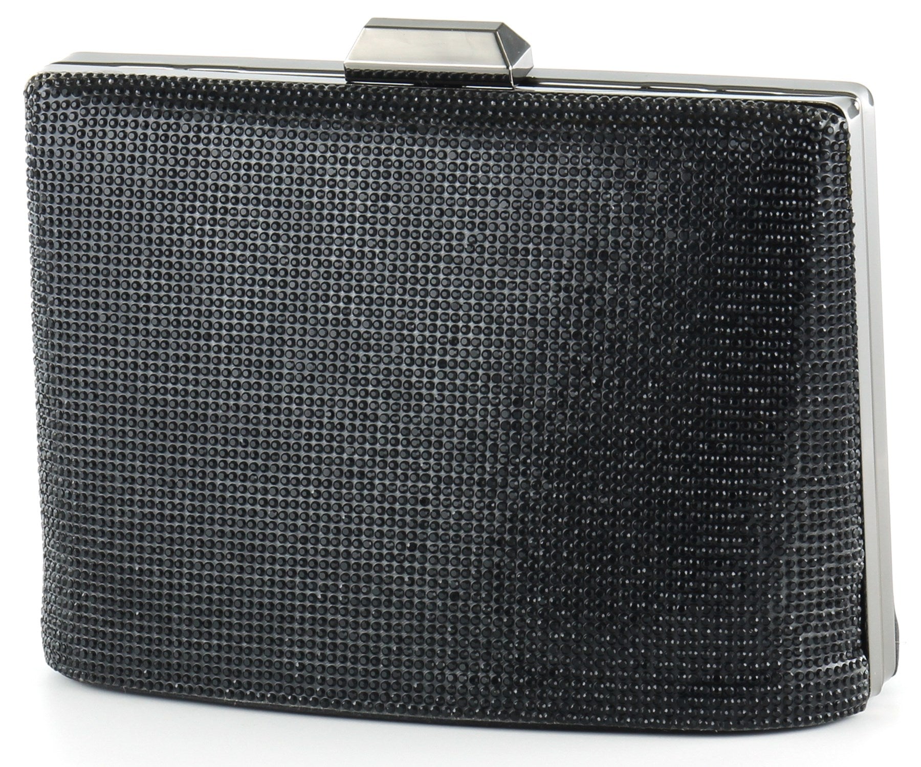 Siyah Saten Kristal Taşlı Metal Saplı Zincir Askılı Abiye Çanta ( ES0011AC )