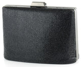 Siyah Saten Kristal Taşlı Metal Saplı Zincir Askılı Abiye Çanta ( ES0011AC )