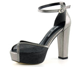 Carmen Platin Fileli Önü Açık Bilekten Bağlamalı Platform Topuklu Ayakkabı