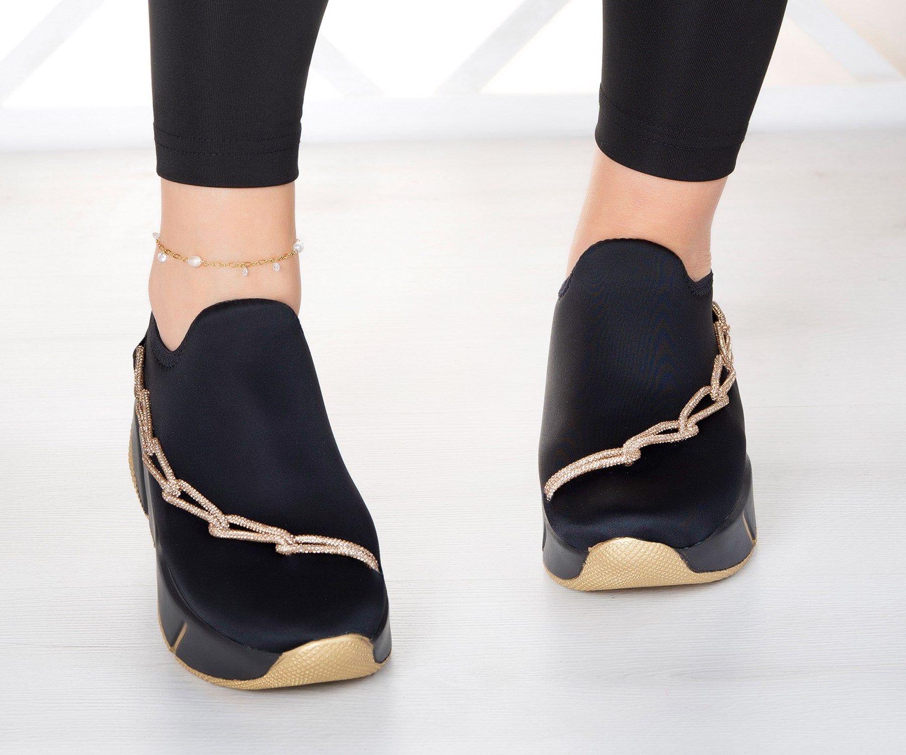 Maggie Altın Streç Zincirli Sneaker