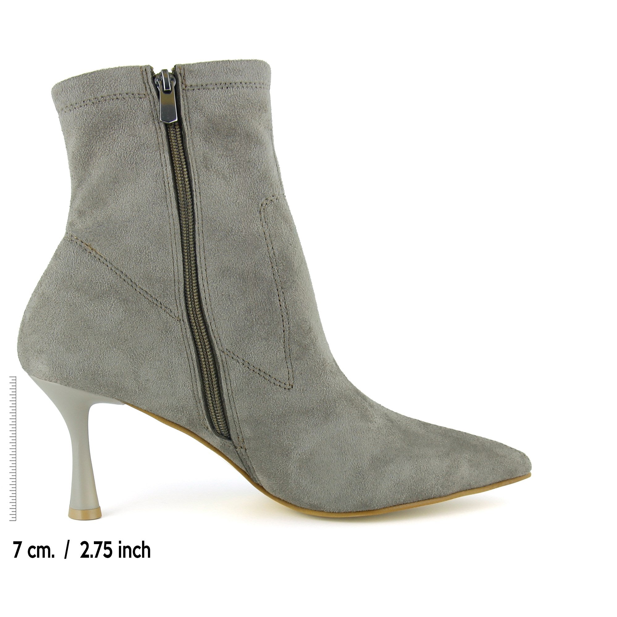 Kimberly Vizon Süet Streç Sivri Burun Fermuarlı İnce Topuklu Günlük Bot