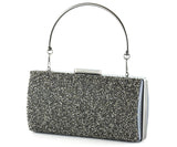 Antrasit Saten Kristal Granül Taşlı Metal Saplı Abiye El Çantası ( ES0013AC )