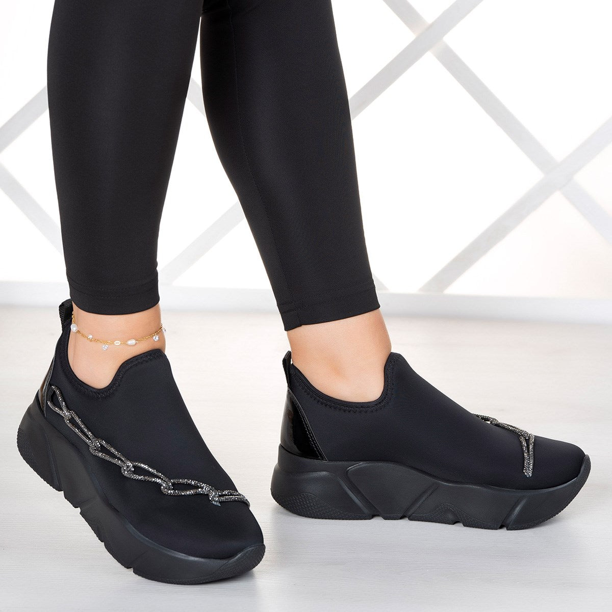 Maggie Gümüş Streç Zincirli Sneaker