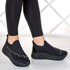 Maggie Gümüş Streç Zincirli Sneaker